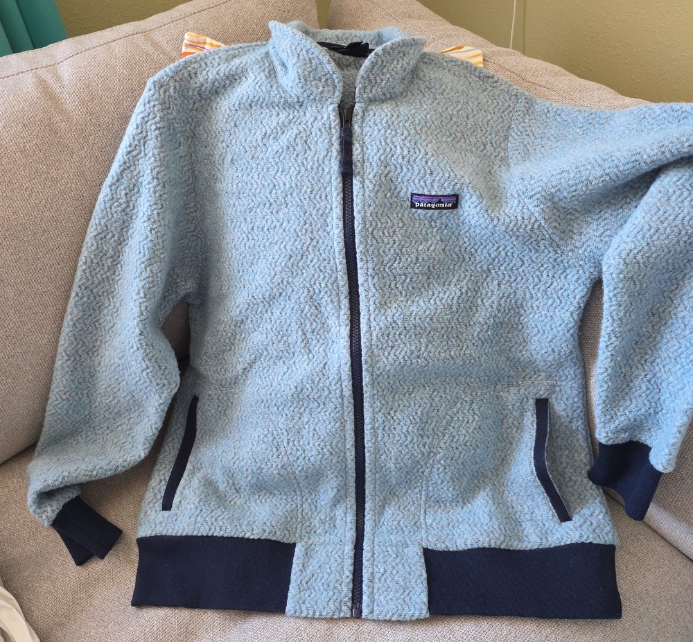 Patagonia Women's Light Blue Wool Sweater Jacket Large